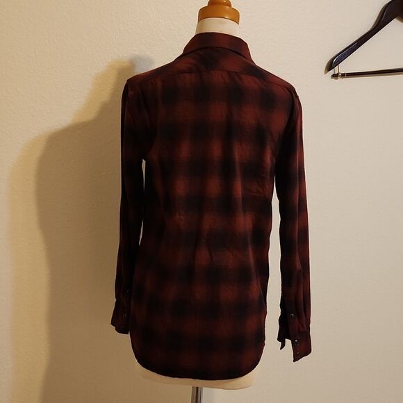 All Saints Red Plaid Button Down Kayla Shirt size 8 - Picture 4 of 10